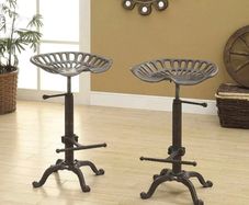 2 x NEW Cast Iron Tractor Style Kitchen Bar Stools Vintage Style