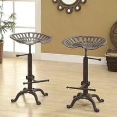 2 x NEW Cast Iron Tractor Style Kitchen Bar Stools Vintage Style