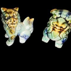 pair of Chinese Foo dogs triple glaze