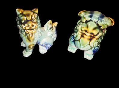 pair of Chinese Foo dogs triple glaze