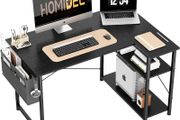 SPRING SALE |  L Shaped Desk 100CM Computer Desk Study Office Desk Gaming Desk Writing Table With Bookshelf Reversible Corner Desk For Home Office Studio Workstation