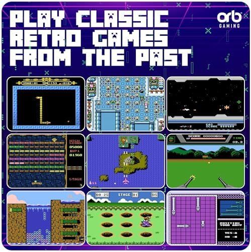 Mini Arcade Machine, 240 Built-In 8-Bit Games, 2.5 Full Colour Screen, 8-Way Joystick, Handheld Retro Games Console