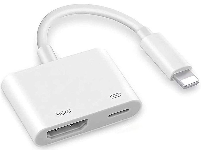 HDMI Adapter for iPhone, 1080P Digital AV Adapter for iPhone, Video & Audio Sync Screen TV Cable HDMI Connector to TV/HDTV/Monitor/Projector Compatible with All iOS-White (Power Supply Needed)