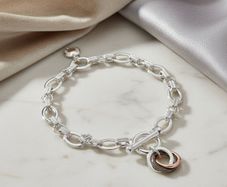 Mixed Metal Modern Twist Circles T bar Bracelet