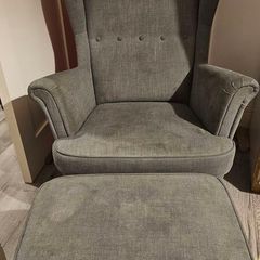 queen anne chair and footstool