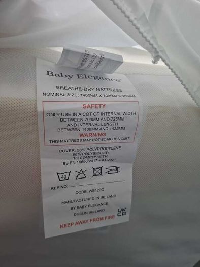 Mamas & Papas Toddler Bed (White) + Baby Elegance Mattress