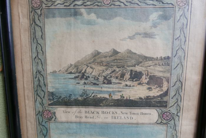 Antique "View of the Black Rocks... & View of Ringsend....Dublin Bay in IRELAND", antique print c 1800