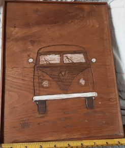 carved wood vw split screen