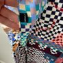 Luxury 100% Silk 130x130 Oversized Maxi Square Scarf Patchwork Checkerboard Shawl Image 5