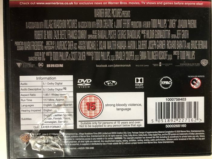 Joker (DC) [2019] [Slipcover] Joaquin Phoenix, Robert De Niro, Frances Conroy & Zazie Beetz [1xDVD Movie] Academy Award Winner