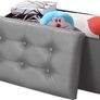 NEW | Folding Ottoman Storage Bench with Lid, Foot Stool Faux Leather Large Storage boxes with Lid, Gray, 76 x 38 x 38 cm Image 2