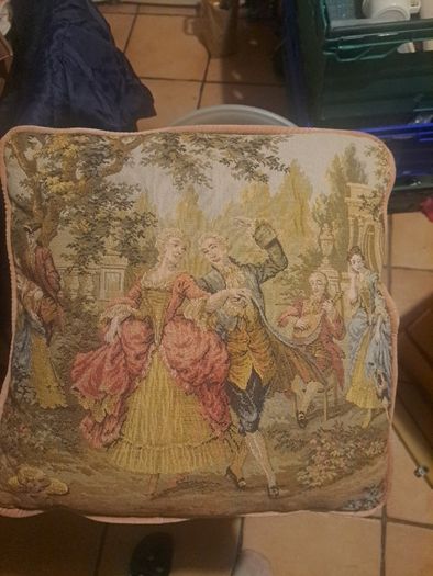 Vintage Tapestry Cushion Covers Romantic French Pastoral Scene (Pair)