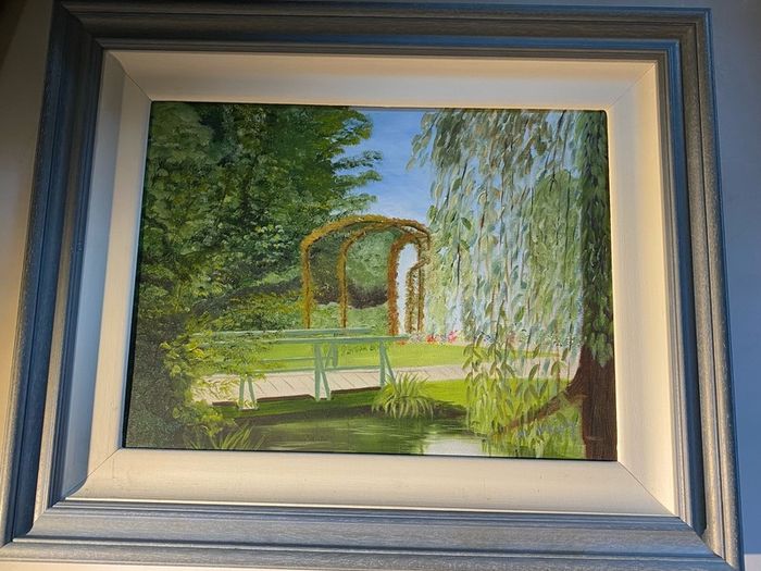 Original Impressionist Garden Landscape Painting  Signed  M Murphy