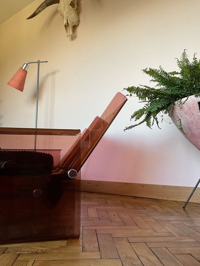 Mid century pink Perspex 2 seater love seat