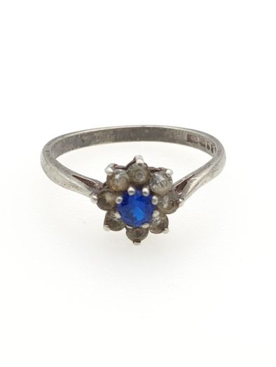 Vintage 925 Sterling Silver Blue Stone Ring, London 1981