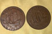 1943 &amp; 1959 Great Britain Pre-Decimal Half Penny Coins