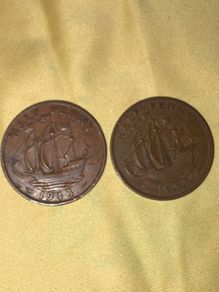 1943 & 1959 Great Britain Pre-Decimal Half Penny Coins