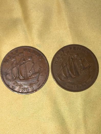 1943 & 1959 Great Britain Pre-Decimal Half Penny Coins