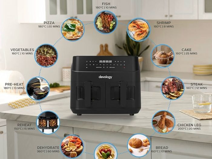 Devology Double Air Fryer 9L