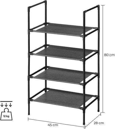 4-Tier Shoe Rack, Metal Frame, Non-woven Fabric Shelves for Hallway, Bedroom, Living Room
