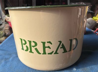 Vintage circular enamel bread bread