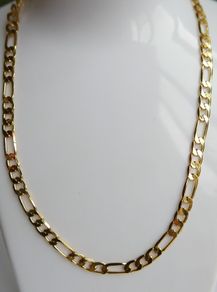 MEN'S 18ct Yellow Gold Plated Figaro Chain Necklace length 16"