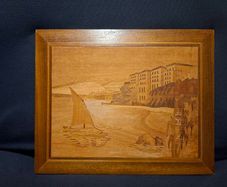 Beautiful Handmade Vintage inlaid Wood Marquetry Artwork