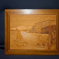 Beautiful Handmade Vintage inlaid Wood Marquetry Artwork