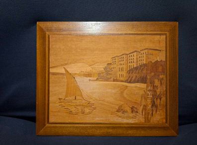 Beautiful Handmade Vintage inlaid Wood Marquetry Artwork