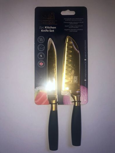 Kitchen Knife set 2 pcs satin gold 12 cm brand new