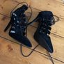 Black suede high heels lace up Image 3