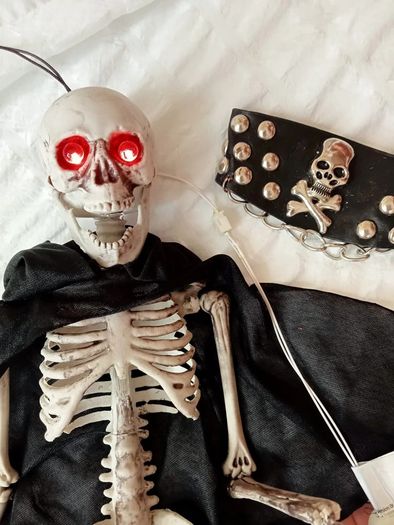 Spooky Hanging Halloween Skeleton Decoration with Light-Up Eyes