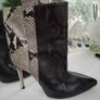 Authentic Paris Texas two tones python snake skin leather 100mm heels ankle boots Image 8