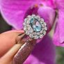Vintage Aquamarine and Diamond 18ct Gold Cluster Ring Image 2