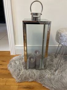 Silver metal candle holder