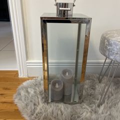 Silver metal candle holder