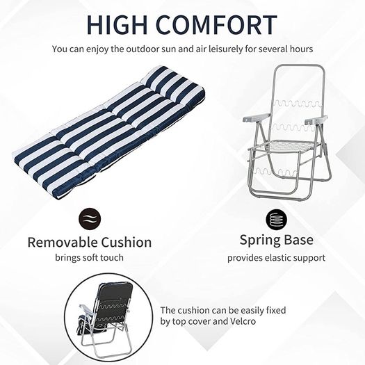 Set of 2 Garden Patio Outdoor Sun Recliners Loungers Folding Foldable Multi Position Relaxers Chairs with Cushions Fire Retardant Sponge (FREE POSTAGE)