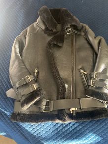 Sheepskin genuine black leather