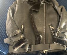 Sheepskin genuine black leather