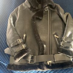 Sheepskin genuine black leather