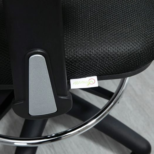 Drafting Chair Desk Chair Computer Chair, incl. footrest, height-adjustable, 59 x 59 x 115 cm, Black