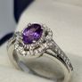 African Amethyst & Moissanite Ring in Rhodium Overlay Sterling Silver Image 2
