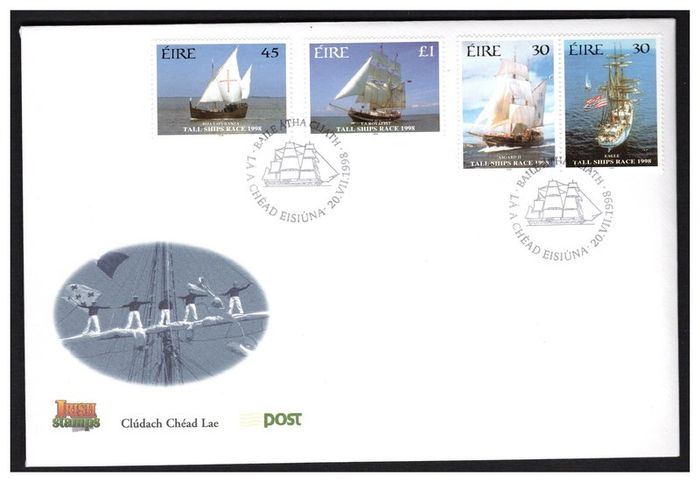 1998 Ireland Cutty Sark International Tall Ships Race Dublin Commemorative Stamps An Post First Day Cover (FDC)
