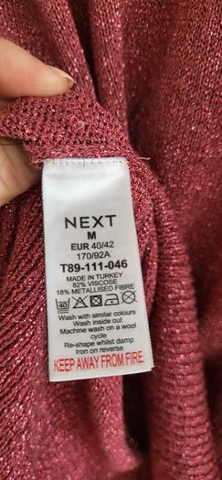 NEXT Blush Metallic Rollneck Knit Sz M (Fit 10-14UK)