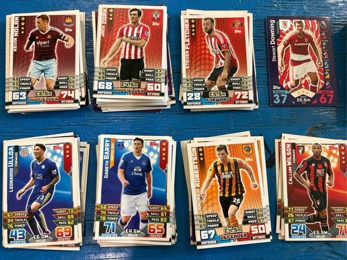 Match Attax Premier League 2014 15 Card Lot Gold Rooney LE, Shiny Inserts & Tin