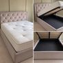 King Size Grey Velvet Ottoman Storage Bed & Brand New Mattress Image 3