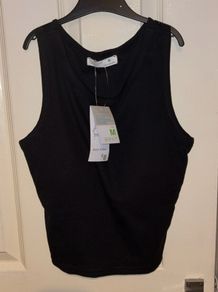 Black cropped top with built in cups