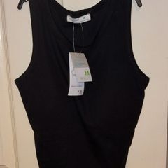 Black cropped top with built in cups