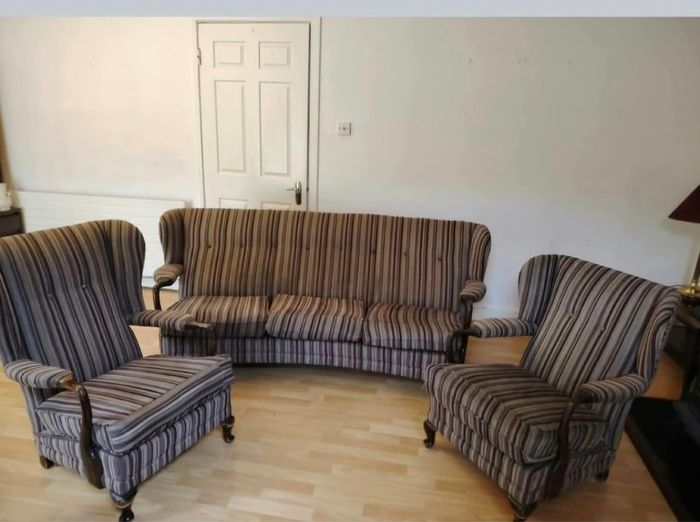 Vintage 3-Piece Suite (Sofa & 2 Wingback Armchairs)