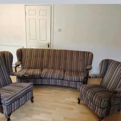 Vintage 3-Piece Suite (Sofa & 2 Wingback Armchairs)